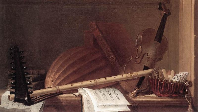 HUILLIOT, Pierre Nicolas Still-Life of Musical Instruments sf